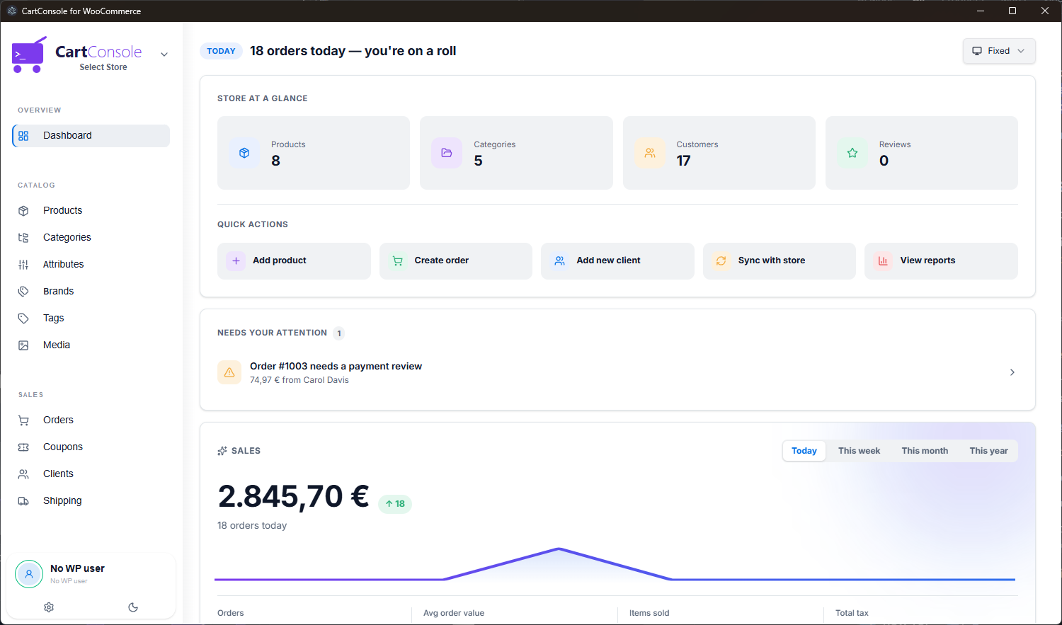 CartConsole Dashboard — Light Mode